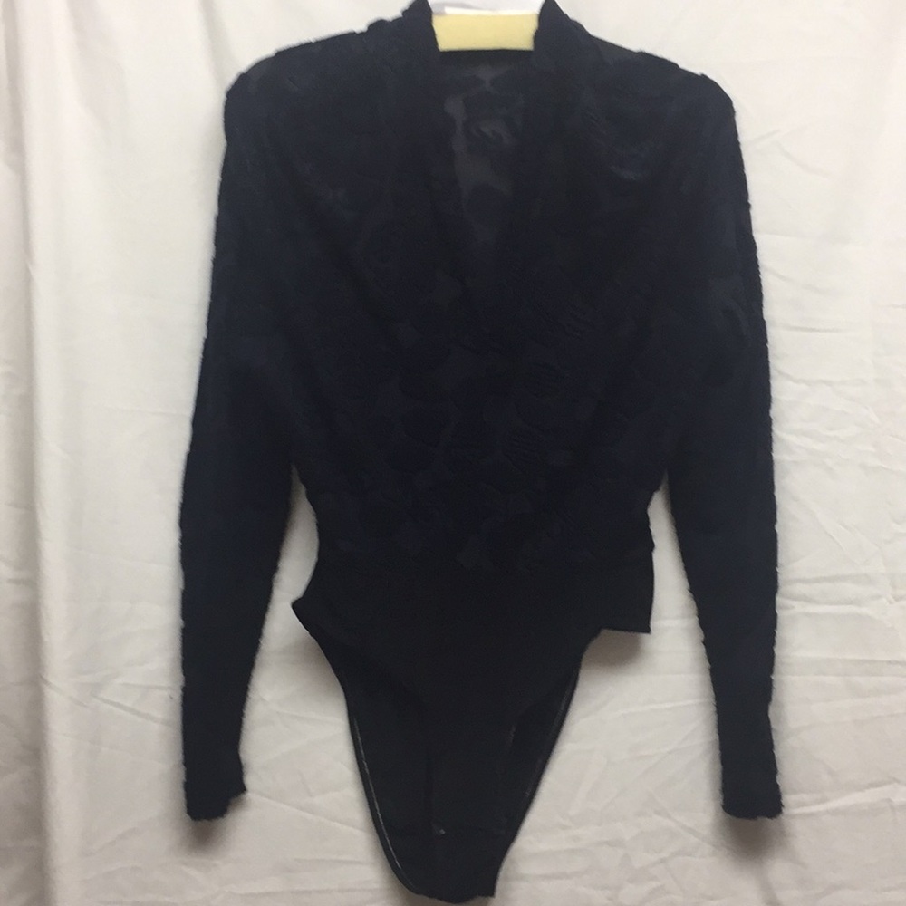 Beautiful v neck burn out navy body suit.